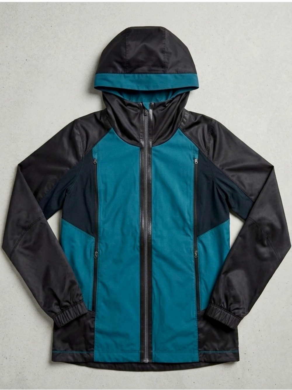 lululemon athletica Hooded Windbreaker Jacket - Teal & Black